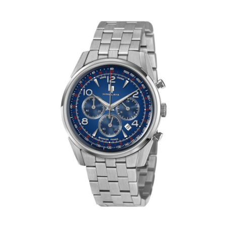 Montre LIP Himalaya chrono tout acier fond bleu
