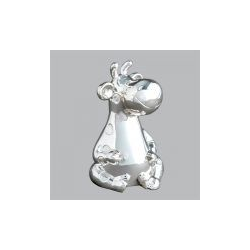 Tirelire argentée renne joyeux