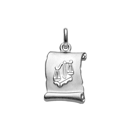 Pendentif argent parchemin signe du zodiaque balance