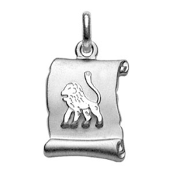 Pendentif argent parchemin signe du zodiaque lion
