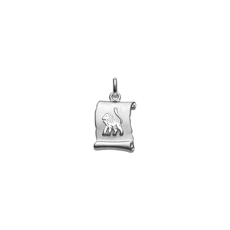 Pendentif argent parchemin signe du zodiaque lion