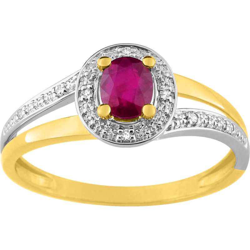 Bague bicolore rubis diamants