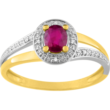 Bague bicolore rubis diamants