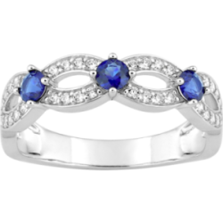 Bague en or gris saphirs et diamants