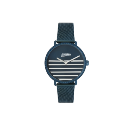 Montre JEAN PAUL GAULTIER tout acier bleu bracelet milanais