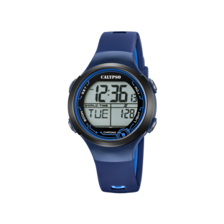 Montre garçon CALYPSO digitale bracelet silicone noir et bleu foncé