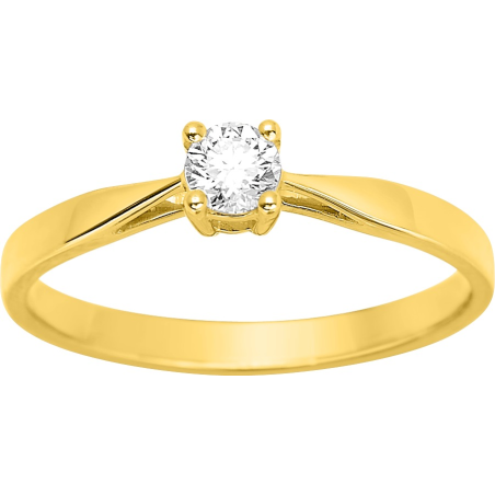 Solitaire or jaune 18 carats diamant rond 4 griffes