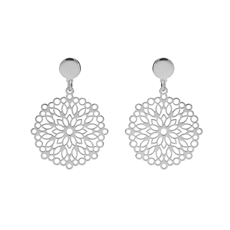 Boucles d'oreilles argent pendantes mandala
