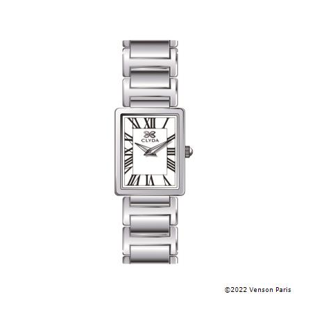 Montre CLYDA tout acier rentangulaire