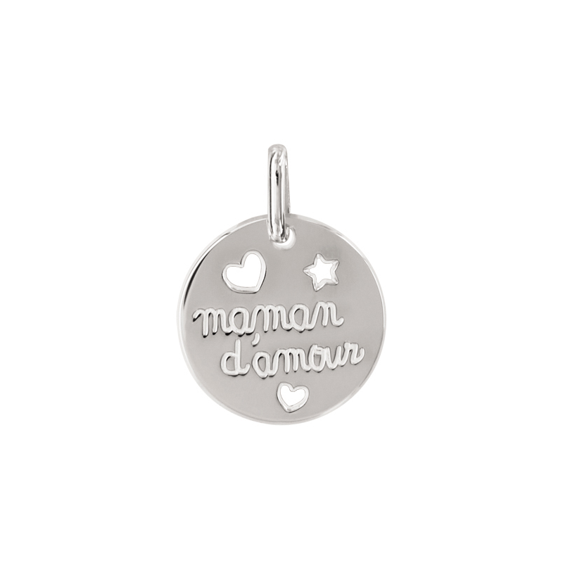 Pendentif argent avec inscription "maman d'amour"