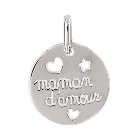 Pendentif argent avec inscription "maman d'amour"