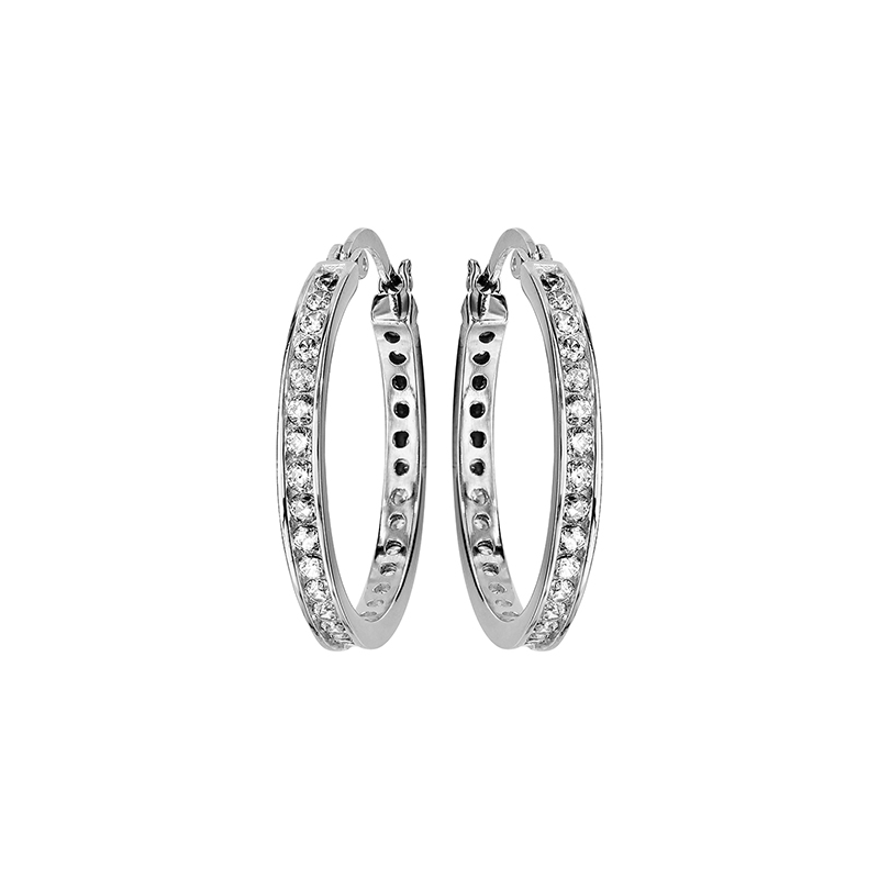 Créoles argent oxydes sertis rail diamètre 25 mm