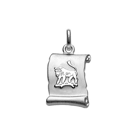 Pendentif argent parchemin signe du zodiaque taureau