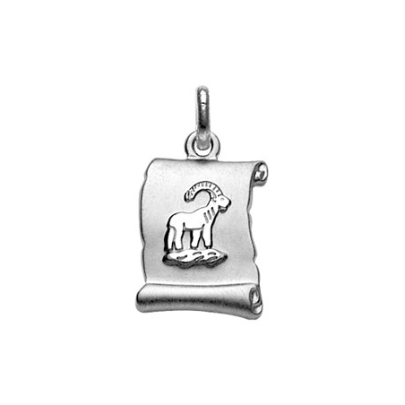 Pendentif argent parchemin signe du zodiaque capricorne