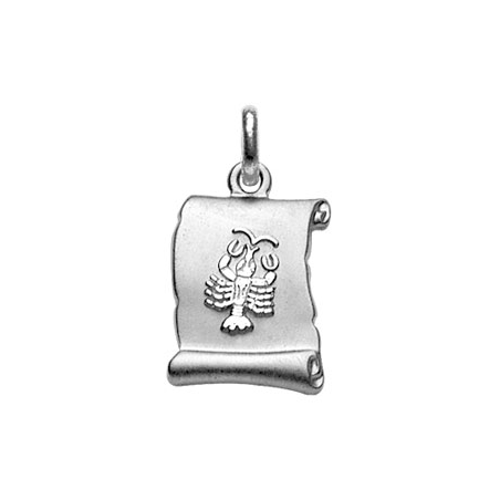 Pendentif argent parchemin signe du zodiaque cancer