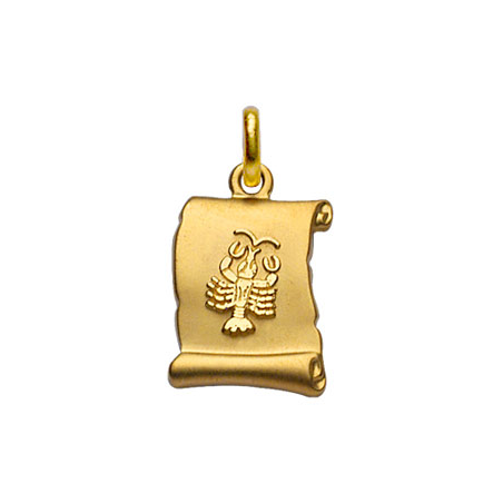 Pendentif plaqué or parchemin signe du zodiaque cancer