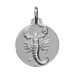 Médaille ronde argent signe du zodiaque scorpion