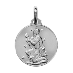 Médaille ronde argent signe du zodiaque vierge