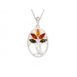 Pendentif argent arbre de vie 5 ambres