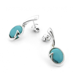 Boucles d'oreilles argent pendantes turquoise sertie