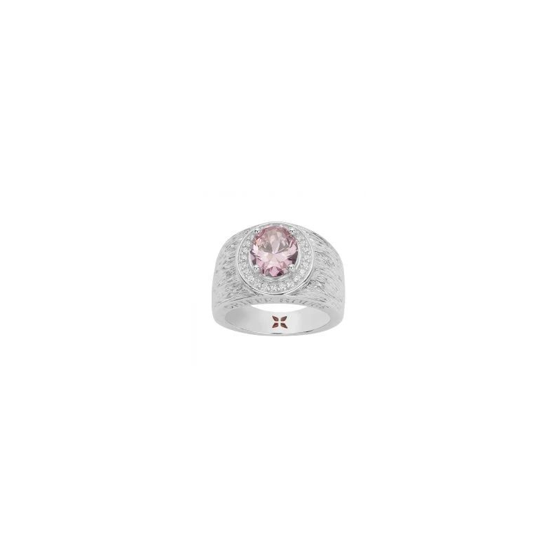 Bague argent GRIFFE ROUGE pierre rose