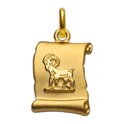 Pendentif plaqué or parchemin signe du zodiaque bélier