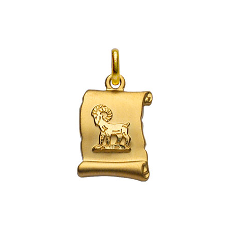 Pendentif plaqué or parchemin signe du zodiaque bélier