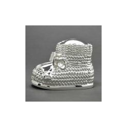 Tirelire argentée chausson