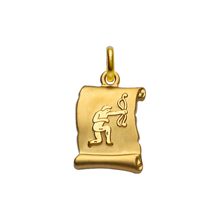 Pendentif plaqué or parchemin signe du zodiaque sagittaire