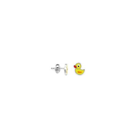 Boucles d'oreilles argent canard jaune laqué