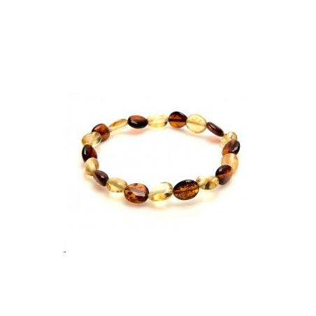 Bracelet élastique ambre bicolore