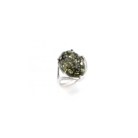Bague argent ambre verte