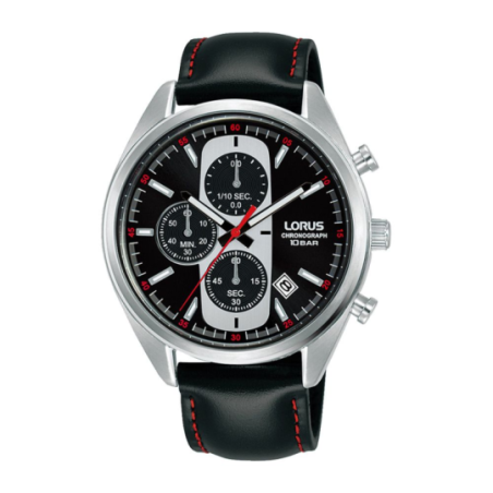 Montre homme LORUS chrono sport bracelet cuir noir