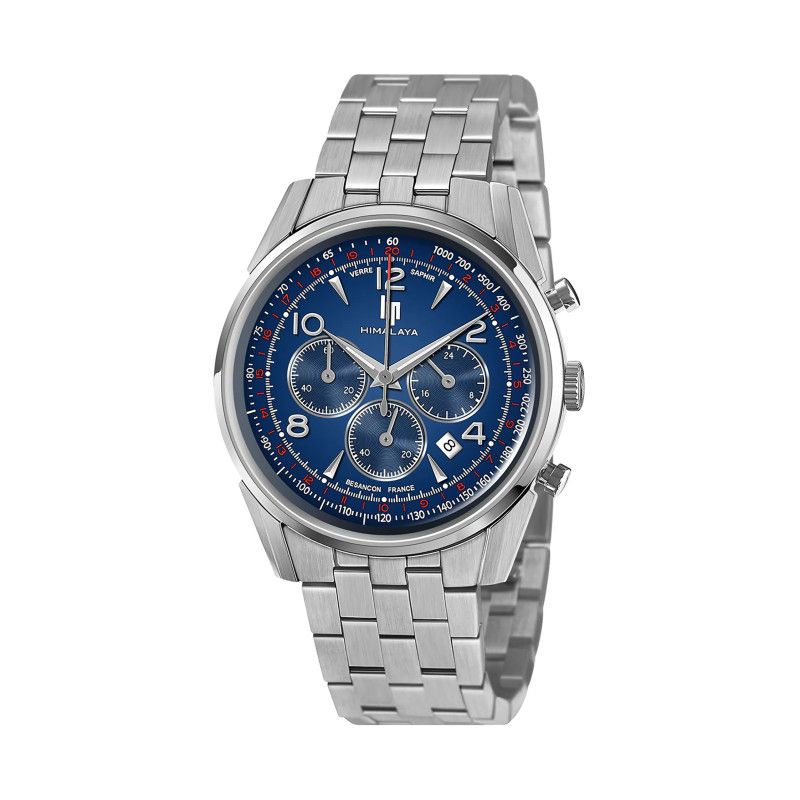 Montre LIP Himalaya chrono tout acier fond bleu