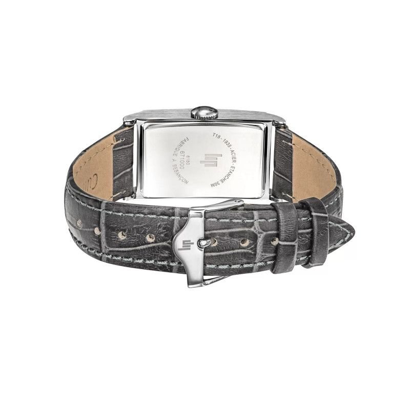 Montre LIP Churchill cadran rectangulaire acier bracelet cuir marron