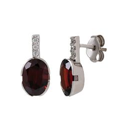 Boucles d'oreilles or blanc 18 carats grenat oxydes