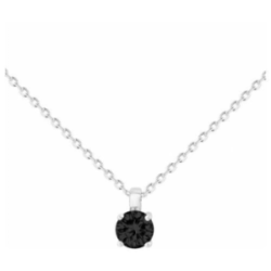 Collier argent oxyde noir solitaire