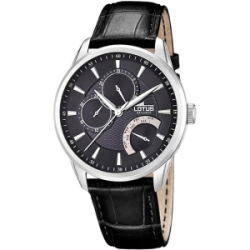 Montre homme LOTUS fond noir bracelet cuir