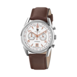 Montre LIP Himalaya chrono en acier bracelet cuir marron