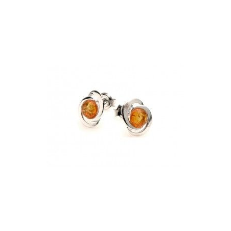 Boucles d'oreilles boutons argent ambre