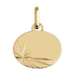 Pendentif plaque ovale diamantée or jaune 18 carats