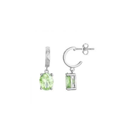 Boucles d'oreilles argent pendantes GRIFFE ROUGE pierre verte