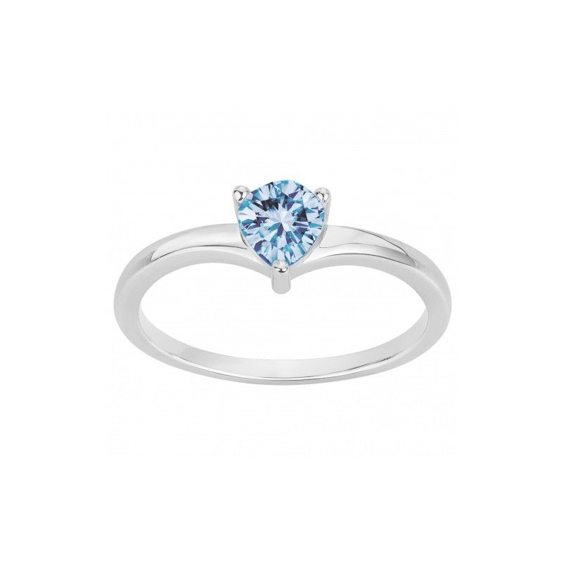 Bague solitaire argent oxyde bleu