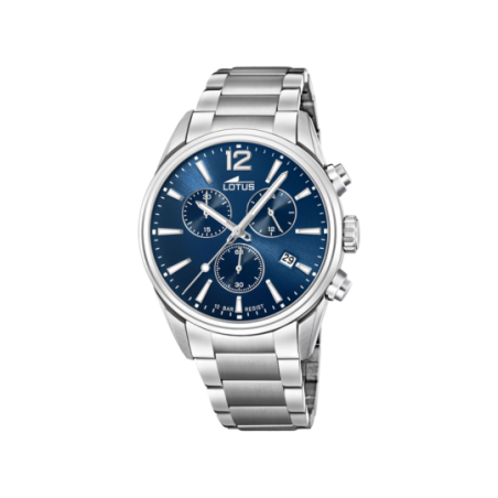 Montre LOTUS tout acier fond bleu
