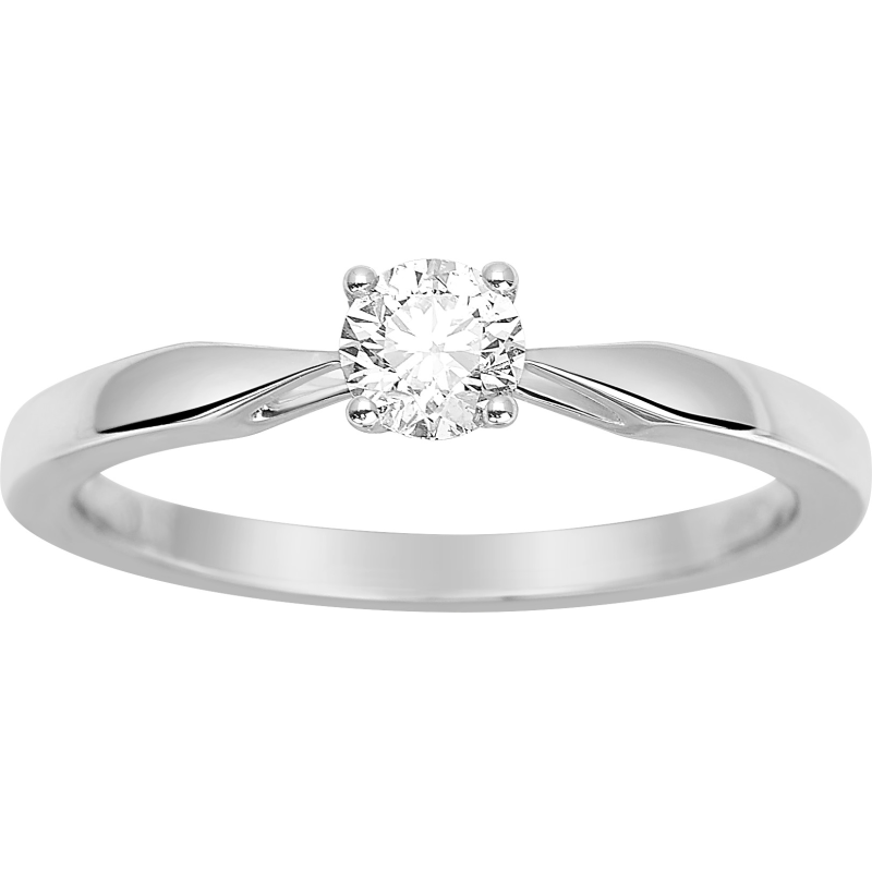 Solitaire 4 griffes or blanc 18 carats diamant 0.30 carat