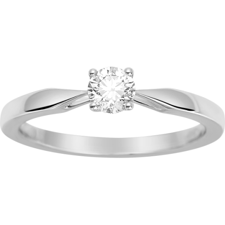 Solitaire 4 griffes or blanc 18 carats diamant 0.30 carat