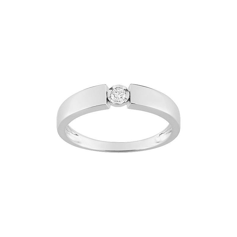 Solitaire or blanc 9 carats diamant