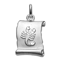 Pendentif argent parchemin signe du zodiaque scorpion