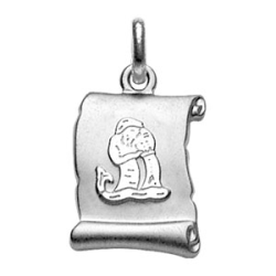 Pendentif argent parchemin signe du zodiaque verseau