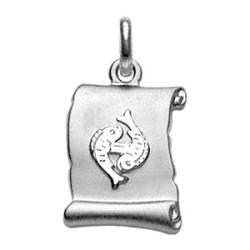 Pendentif argent parchemin signe du zodiaque poissons